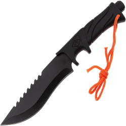 Cutit de vanatoare IdeallStore® Jungle Commander negru 27.5 cm teaca textila inclusa
