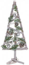 Decoratiune craciun Mini brad din lemn cu globuri 20x3x47 cm 