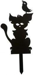 Decoratiune gradina / ghiveci Krodesign Cat&Bird KRO-1142 metal inaltime 59 cm 