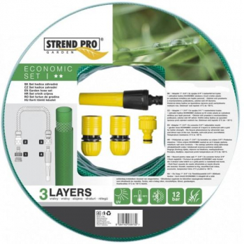 Furtun de gradina Strend Pro Economic Set 1/2 lungime 20m cu adaptor duza cuplaje 3 straturi 