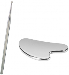 Kit rejuvenare faciala Neo&trade format din GuaSha si dispozitiv reflexologie/masaj facial otel inoxidabil 