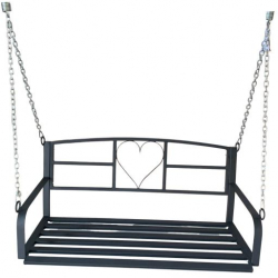 Leagan metalic cu lant pentru gradina Vivatechnix VMD-1050 Negru 120x55x52cm 2 locuri 