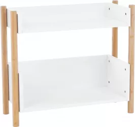 Raft 2 polite mdf alb si bambus natur Baltika 60x25x53 cm 
