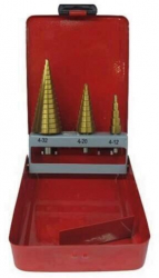 Set 3 burghie in trepte Strend Pro SS421 4-12 4-20 4-32 mm TiN HSS 4241 