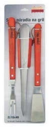 Set 3 ustensile pentru gratar Strend Pro BBQ S12049 inox maner de lemn 