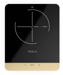 Plita cu inductie Tesla IC401 2000W control senzor afisaj LED 8 niveluri de putere temporizator negru/auriu