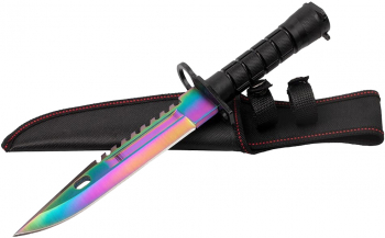 Cutit de vanatoare IdeallStore® Rainbow Spirit multicolor 32.5 cm teaca inclusa 