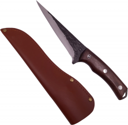 Cutit japonez IdeallStore® lucrat manual Hunter Sting 27.5 cm maro teaca piele 