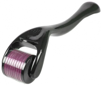 Aparat masaj facial Dermaroller pentru regenerarea pielii cu 540 ace negru/gri 13 cm 