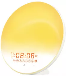 Lampa LED Inteligenta Radio FM cu Ceas si Alarma Simulare Rasarit & Apus de Soare Sunete albe 7 culori LED Smart Wake-up light Port US