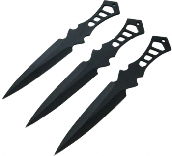 Set trei cutite de aruncat IdeallStore® Anarchy Way otel inoxidabil negru 19 cm teaca inclusa 