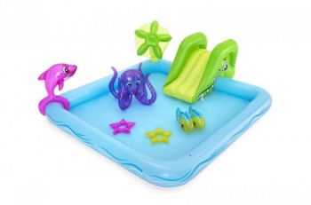 Piscina gonflabila pentru copii de joaca cu tobogan 239x206x86 cm Bestway Fantastic Aquarium 