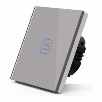 Intrerupator Touch Techstar® TG02 Sticla Securizata Design Modern Iluminare LED 1 Faza Gri 