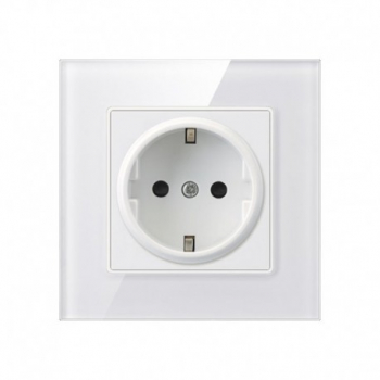 Priza Techstar® Crystal TS1 Sticla Securizata Simpla Culoare Alb Frost 16A 
