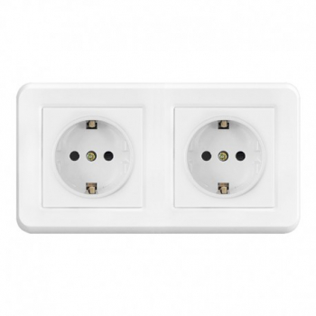Priza Techstar® PC2 Dubla Culoare Alb Policarbonat 16A 