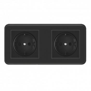 Priza Techstar® PC2 Dubla Culoare Negru Policarbonat 16A 