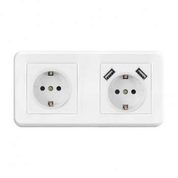 Priza Techstar and reg PCU2 Dubla 2 x USB 2.1 A Culoare Alb Policarbonat 16A 