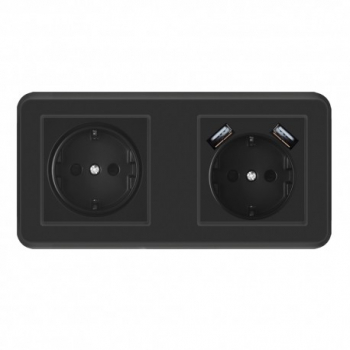 Priza Techstar® PCU2 Dubla 2 x USB 2.1 A Culoare Negru Policarbonat 16A