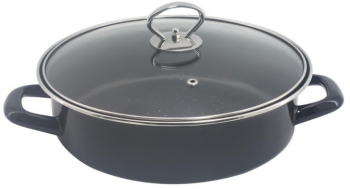 Tava si cratita 2in1 Rosberg R51222A30CT 30 cm Marmura Capac Inductie si cuptor Negru 