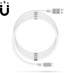 Cablu magnetic de date - MicroUSB - 2A - alb 
