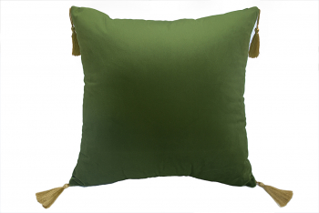 Perna decorativa 45 x 45 catifea verde olive accesorizata 