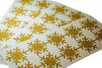 Set stickere decorative Craciun fulgi aurii 8 bucati 8x8 cm 