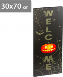 Tablou de Halloween cu LED-uri - agatat pe perete 2 x AA 30 x 70 cm - WELCOME 