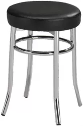 Taburet piele ecologica neagra crom Irena 40x40x43 cm 