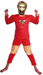 Costum Iron Man pentru copii marime L 7 - 9 ani 120-130 cm rosu masca plastic inclusa