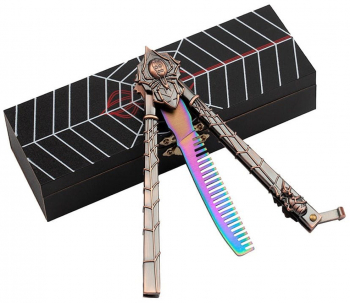 Briceag de antrenament IdeallStore® Spider King model piaptan 22.5 cm multicolor cutie lemn 