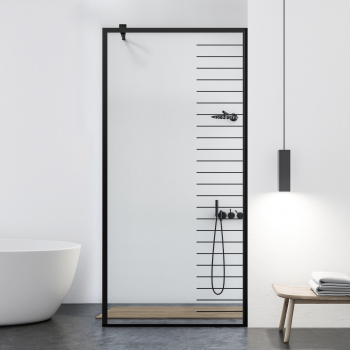 Paravan dus walk-in Aqua Class Black model Supreme negru 60x195 cm sticla clara securizata anticalcar 