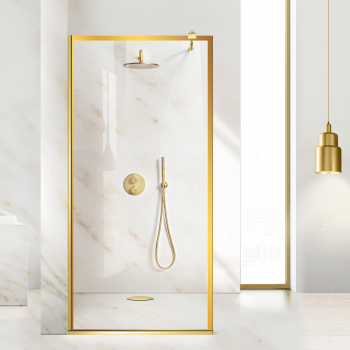 Paravan dus walk-in Aqua Class Gold model Frame auriu 110x195 cm sticla clara securizata 