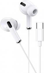 Casti Audio cu fir Kakusiga KSC 727 conector Type-C In Ear Functii control volum Alb 