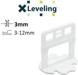 Distantiere autonivelare Clips-uri pt. gresie faianta si placi - Rost de 3 mm - 100 buc - XLEV-PLC3100 