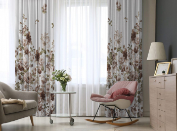 Draperie dim-out model floral cu rejansa din bumbac tip fagure Madison 250x240 cm densitate 700 g/ml Lilium et Rosa 1 buc