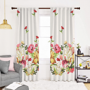 Draperie dim-out model floral cu rejansa transparenta cu ate pentru galerie Madison 250x240 cm densitate 700 g/ml Parrot Tulipa 1 buc 