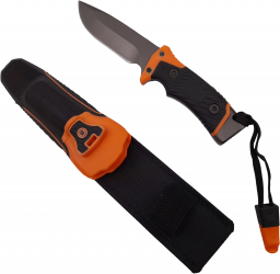 Cutit de vanatoare IdeallStore® Survival Blade 20.5 cm otel inoxidabil portocaliu husa inclusa 