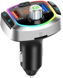 Modulator FM 12-24V Bluetooth 5.0 cu functie de incarcator auto 18W Super Charge 3.0 si port USB C - BC63 