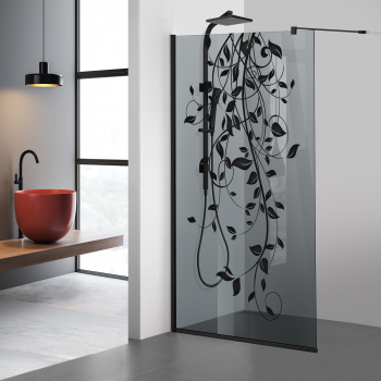 Paravan dus walk-in Aqua Roy Black model Dance negru 110x195 cm sticla 8 mm gri securizata anticalcar 