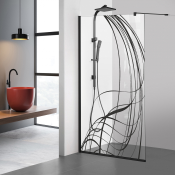 Paravan dus walk-in Aqua Roy Black model Lava negru 80x195 cm sticla 8 mm clara securizata anticalcar 