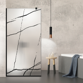 Paravan dus walk-in Aqua Roy Black model Marble negru 70x195 cm sticla 8 mm mata securizata anticalcar 