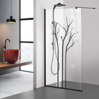 Paravan dus walk-in Aqua Roy Black model Peace negru 70x195 cm sticla 8 mm clara securizata anticalcar 
