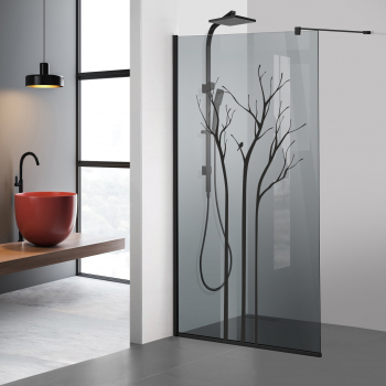Paravan dus walk-in Aqua Roy Black model Peace negru 80x195 cm sticla 8 mm gri securizata anticalcar 