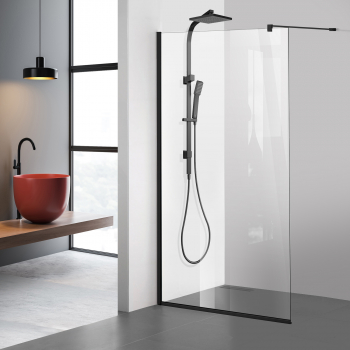 Paravan dus walk-in Aqua Roy Black 80x195 cm sticla 8 mm clara securizata anticalcar 
