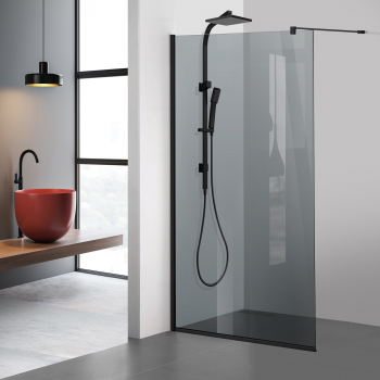 Paravan dus walk-in Aqua Roy Black 90x195 cm sticla 8 mm gri securizata anticalcar 