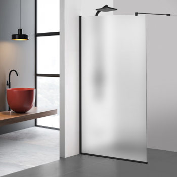 Paravan dus walk-in Aqua Roy Black 100x195 cm sticla 8 mm mata securizata anticalcar 