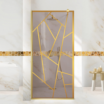 Paravan dus walk-in Aqua Roy Gold model Atlas auriu 120x195 cm sticla 8 mm bronz securizata anticalcar 