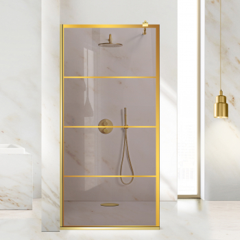 Paravan dus walk-in Aqua Roy Gold Park auriu 70x195 cm sticla 8 mm bronz securizata anticalcar 
