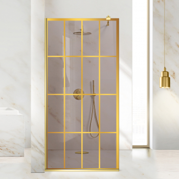 Paravan dus walk-in Aqua Roy Gold Rank auriu 120x195 cm sticla 8 mm bronz securizata anticalcar 