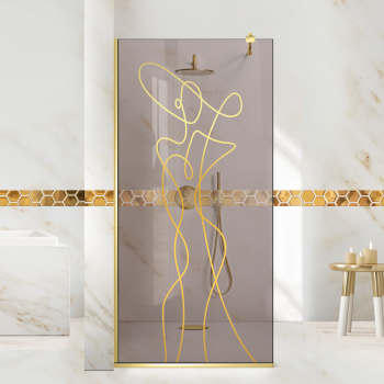 Paravan dus walk-in Aqua Roy Gold Vogue auriu 90x195 cm sticla 8 mm bronz securizata anticalcar 